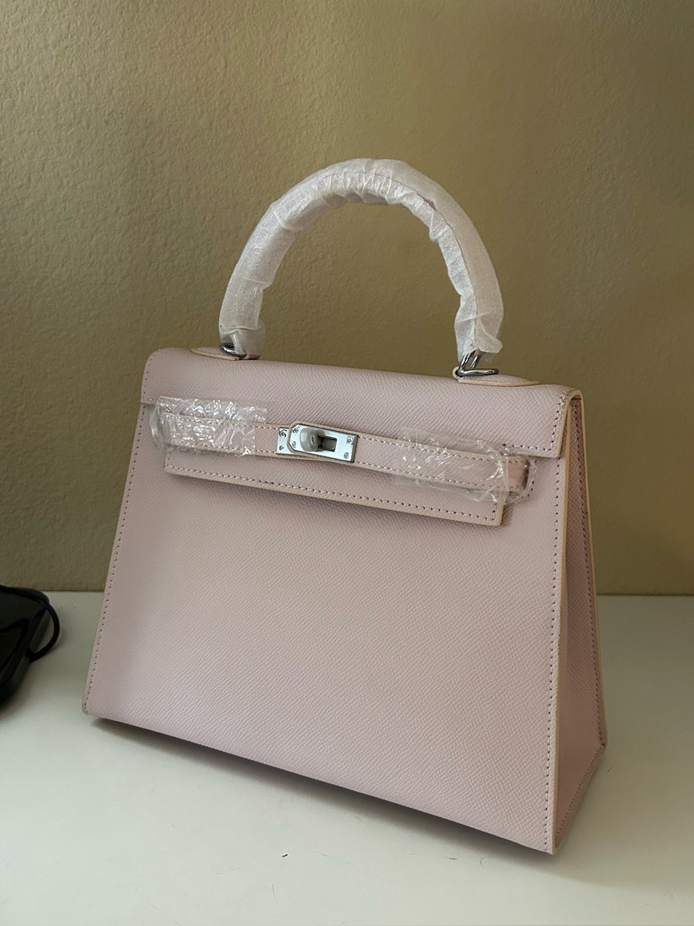 25cm Light Pink Epsom Leather Top-Handle Satchel